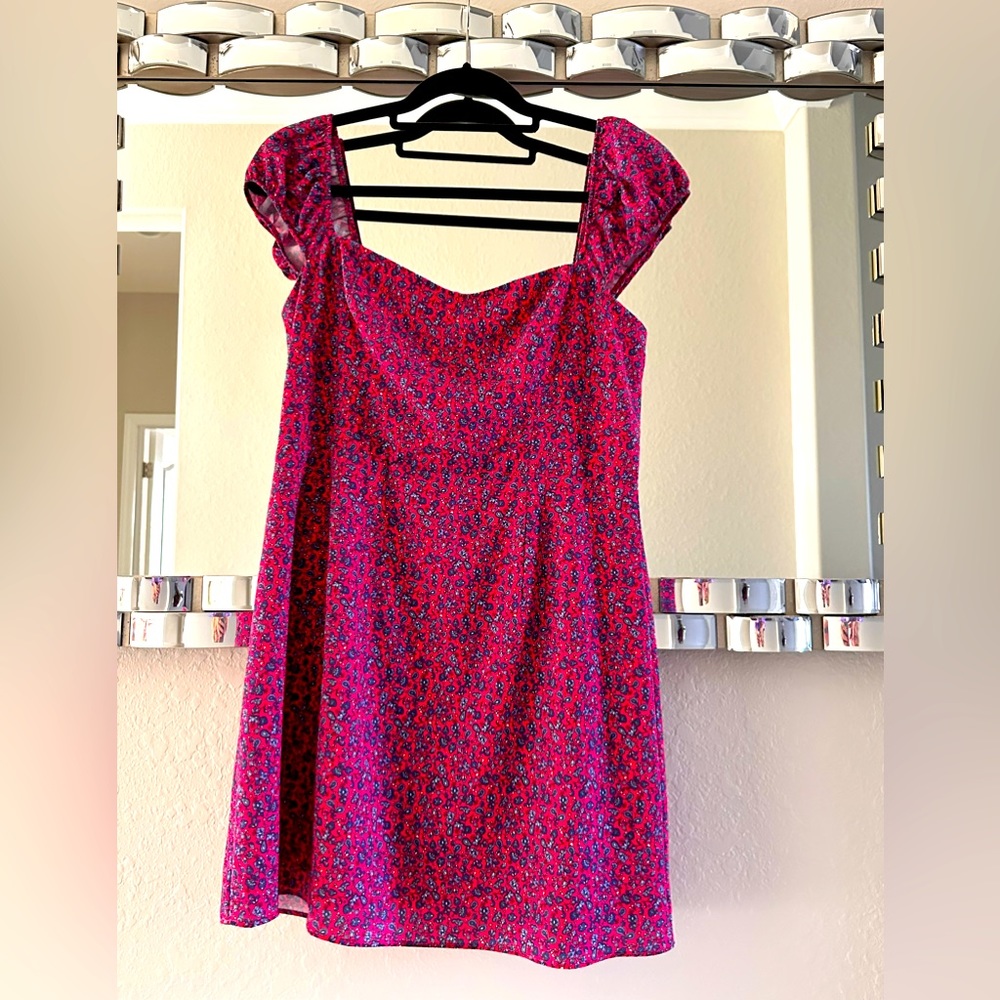 French Connection Dress Large Raspberry/Blue